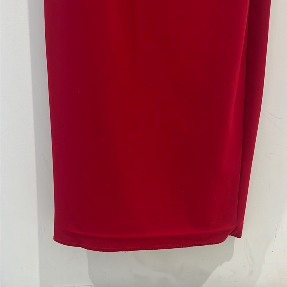 Red Ruffled Off-Shoulder Cocktail Dress - Picture 6 of 6